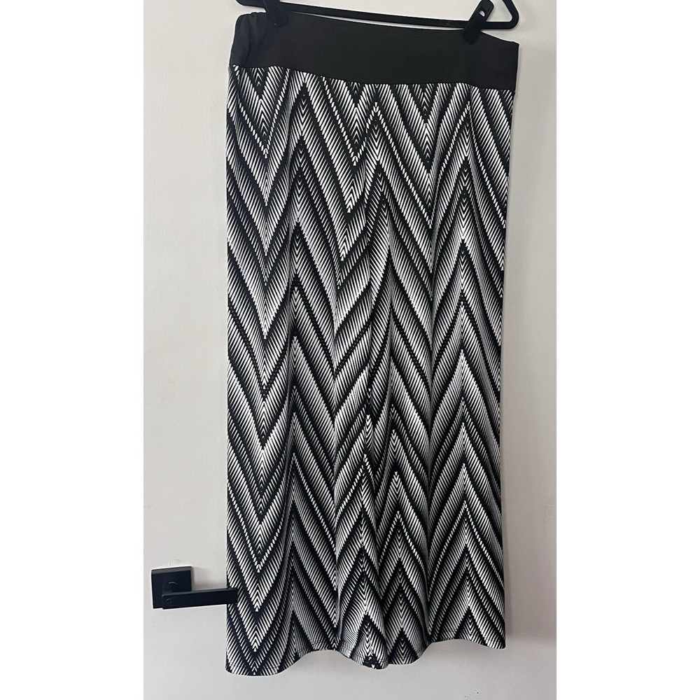 Women's XL Wide Leg Palazzo Pants Chevron Stretch Pull-On Casual Workwear - Picture 2 of 8